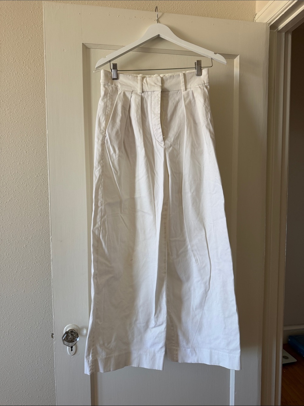 Zara High-Waist Wide Leg White Linen Blend Pants